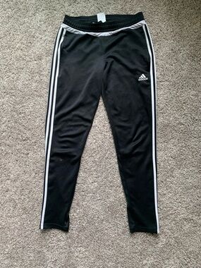 adidas Black Jogger Pants with White Side Stripes
